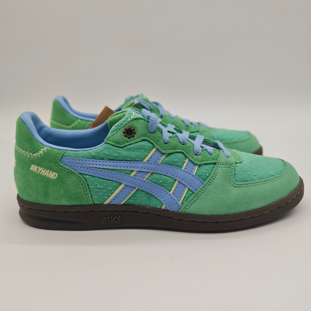 New ASICS Skyhand OG Green Blue Suede Sneakers 1203A767 Mens 7.5